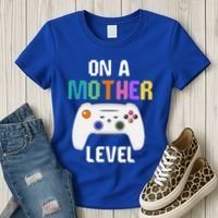 On A Mother Level Up Mothers Day Gamer Mom Retro Controller Gift Women's T-Shirt thumb 3