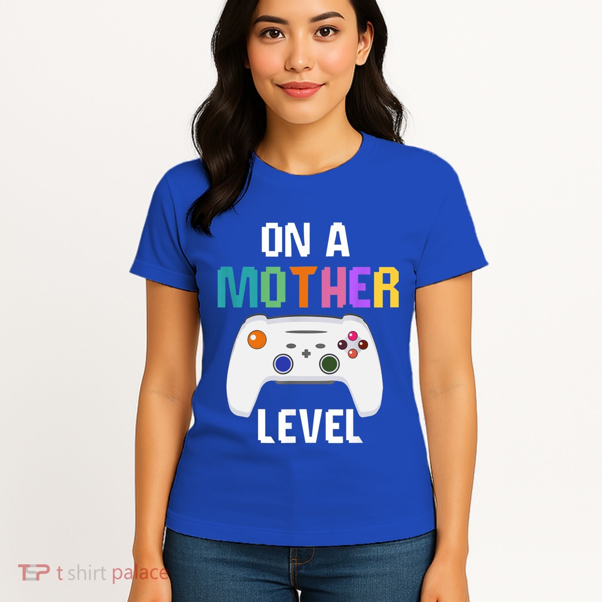 On A Mother Level Up Mothers Day Gamer Mom Retro Controller Gift Women's T-Shirt