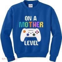 On A Mother Level Up Mothers Day Gamer Mom Retro Controller Gift Kids Sweatshirt thumb 0