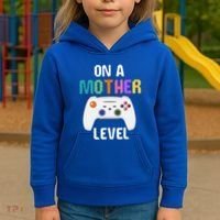 On A Mother Level Up Mothers Day Gamer Mom Retro Controller Gift Kids Hoodie thumb 3