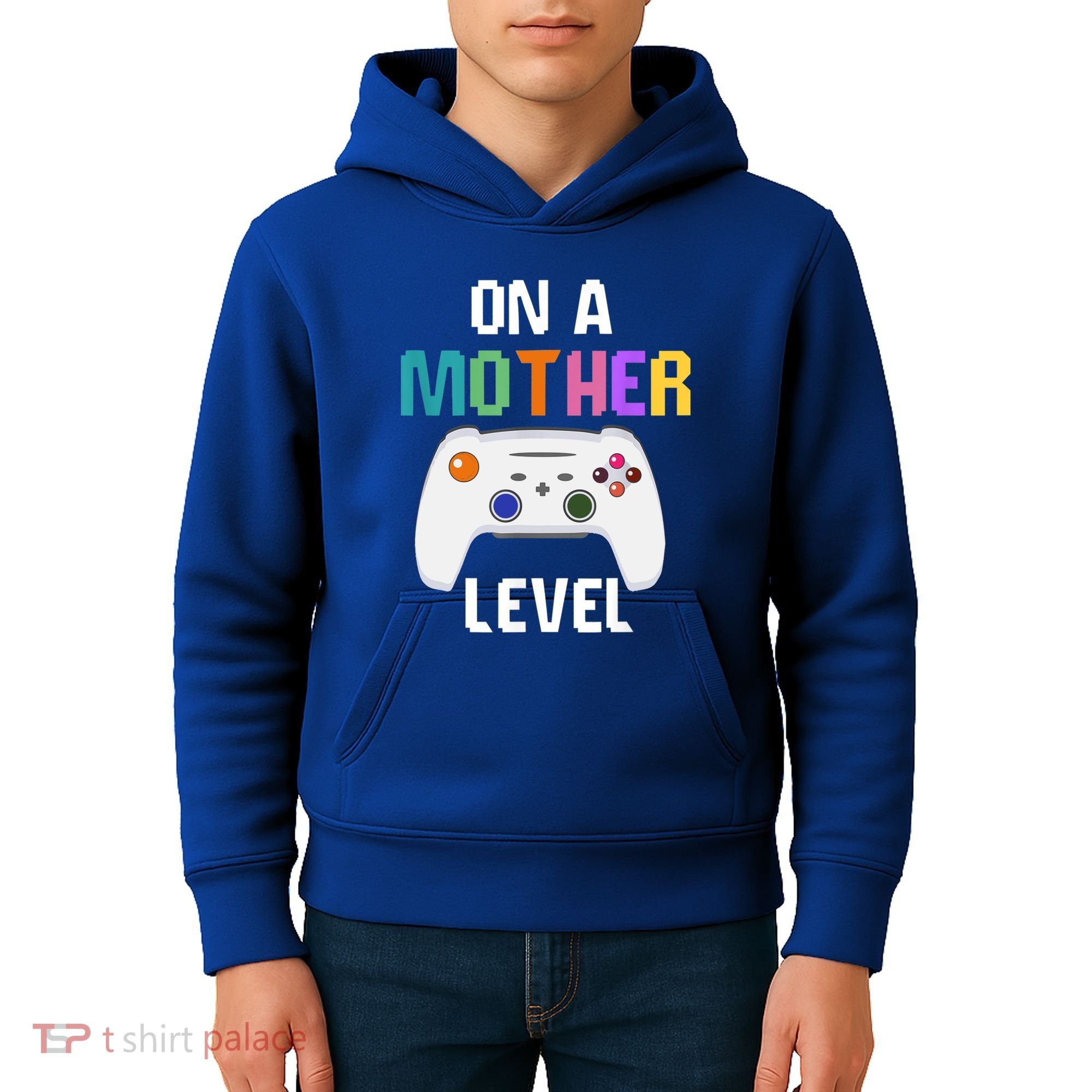 On A Mother Level Up Mothers Day Gamer Mom Retro Controller Gift Kids Hoodie