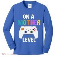 On A Mother Level Up Mothers Day Gamer Mom Retro Controller Gift Kids Long Sleeve Shirt thumb 0