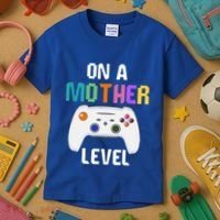 On A Mother Level Up Mothers Day Gamer Mom Retro Controller Gift Kids T-Shirt thumb 3