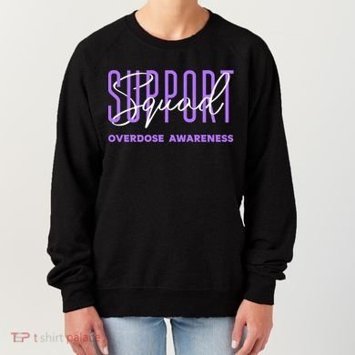 Overdose Awareness Month Support Squad Purple Ribbon Gift Women's Sweatshirt
