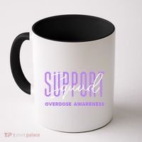 Overdose Awareness Month Support Squad Purple Ribbon Gift Coffee Mug thumb 0