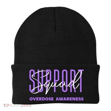 Overdose Awareness Month Support Squad Purple Ribbon Gift Beanie