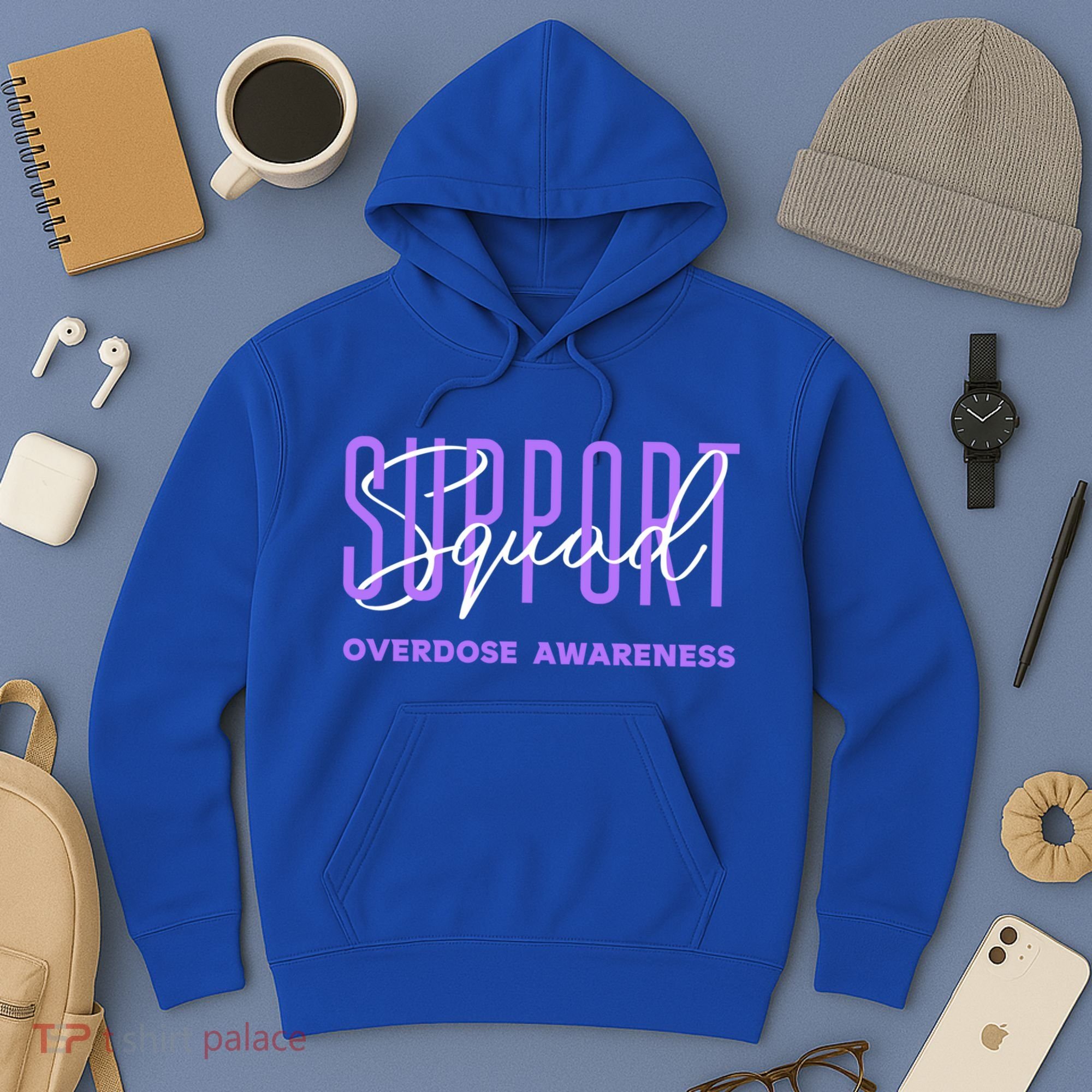 Overdose Awareness Month Support Squad Purple Ribbon Gift Hoodie