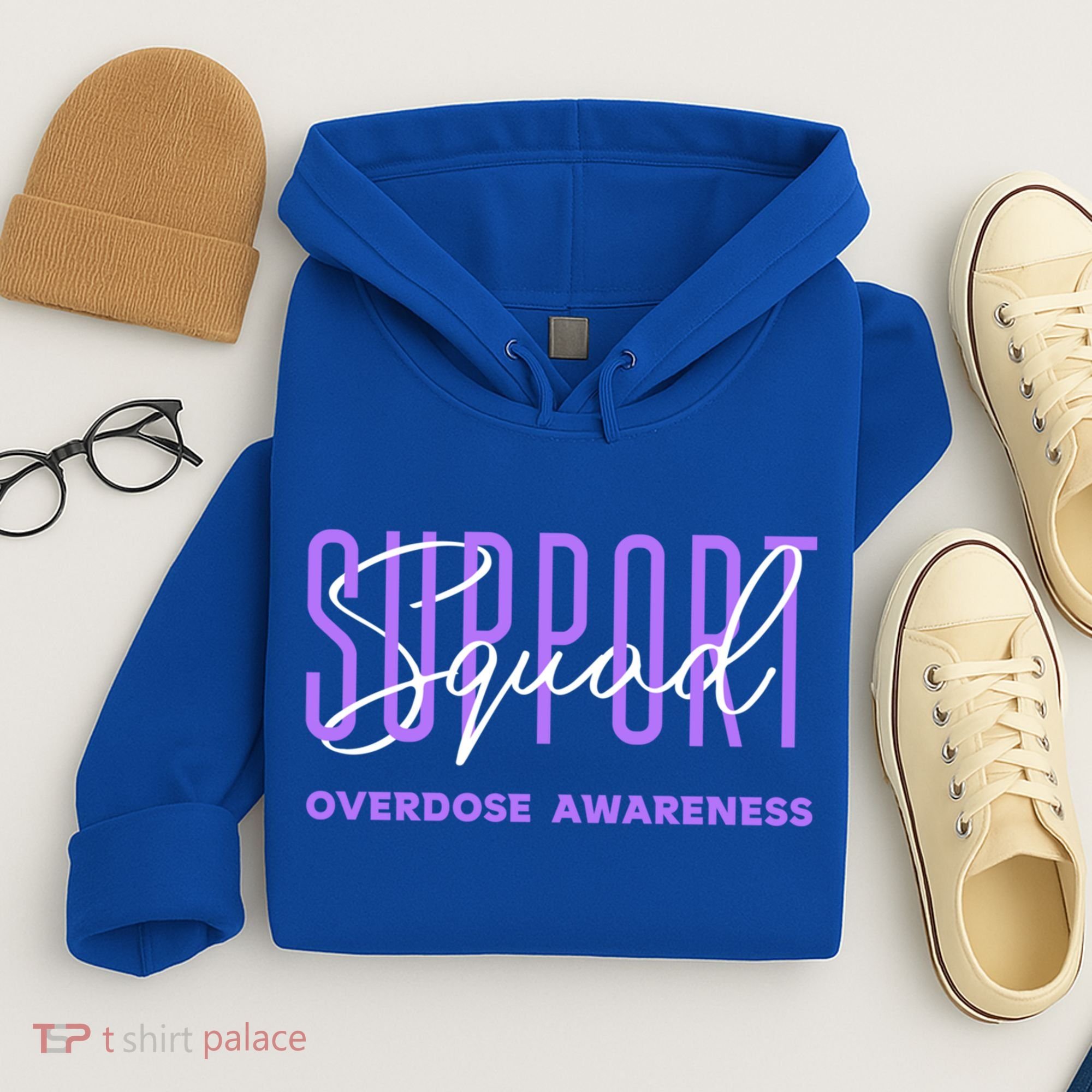 Overdose Awareness Month Support Squad Purple Ribbon Gift Hoodie
