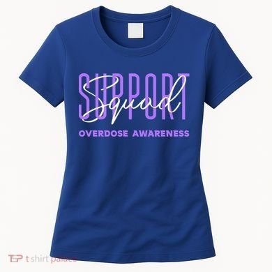 Overdose Awareness Month Support Squad Purple Ribbon Gift Women's T-Shirt