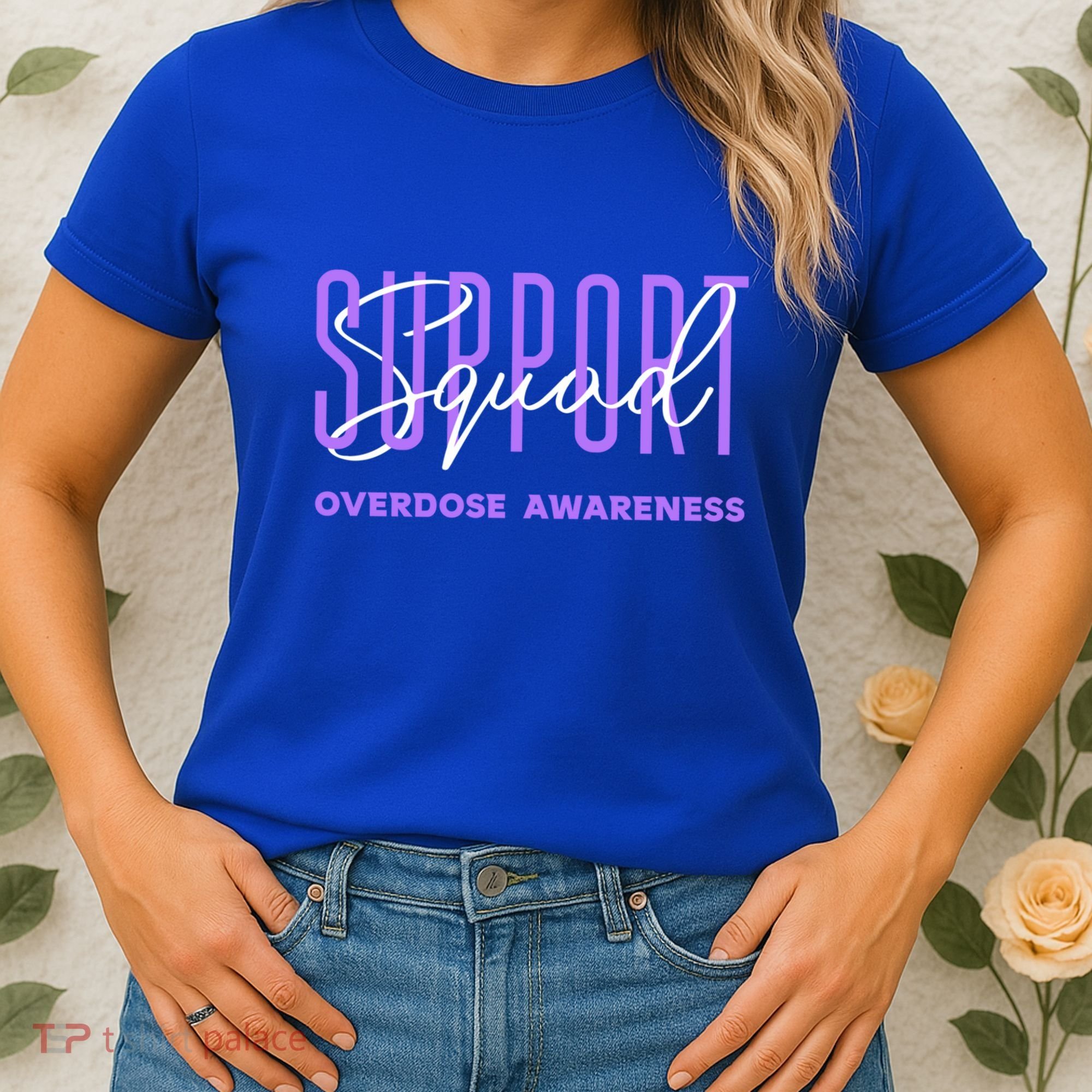 Overdose Awareness Month Support Squad Purple Ribbon Gift Women's T-Shirt