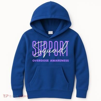 Overdose Awareness Month Support Squad Purple Ribbon Gift Kids Hoodie