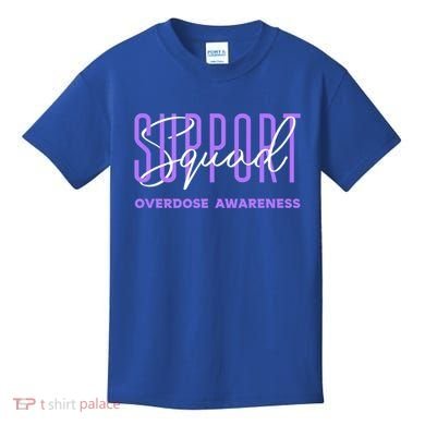 Overdose Awareness Month Support Squad Purple Ribbon Gift Kids T-Shirt