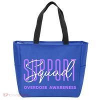 Overdose Awareness Month Support Squad Purple Ribbon Gift Tote Bag thumb 0