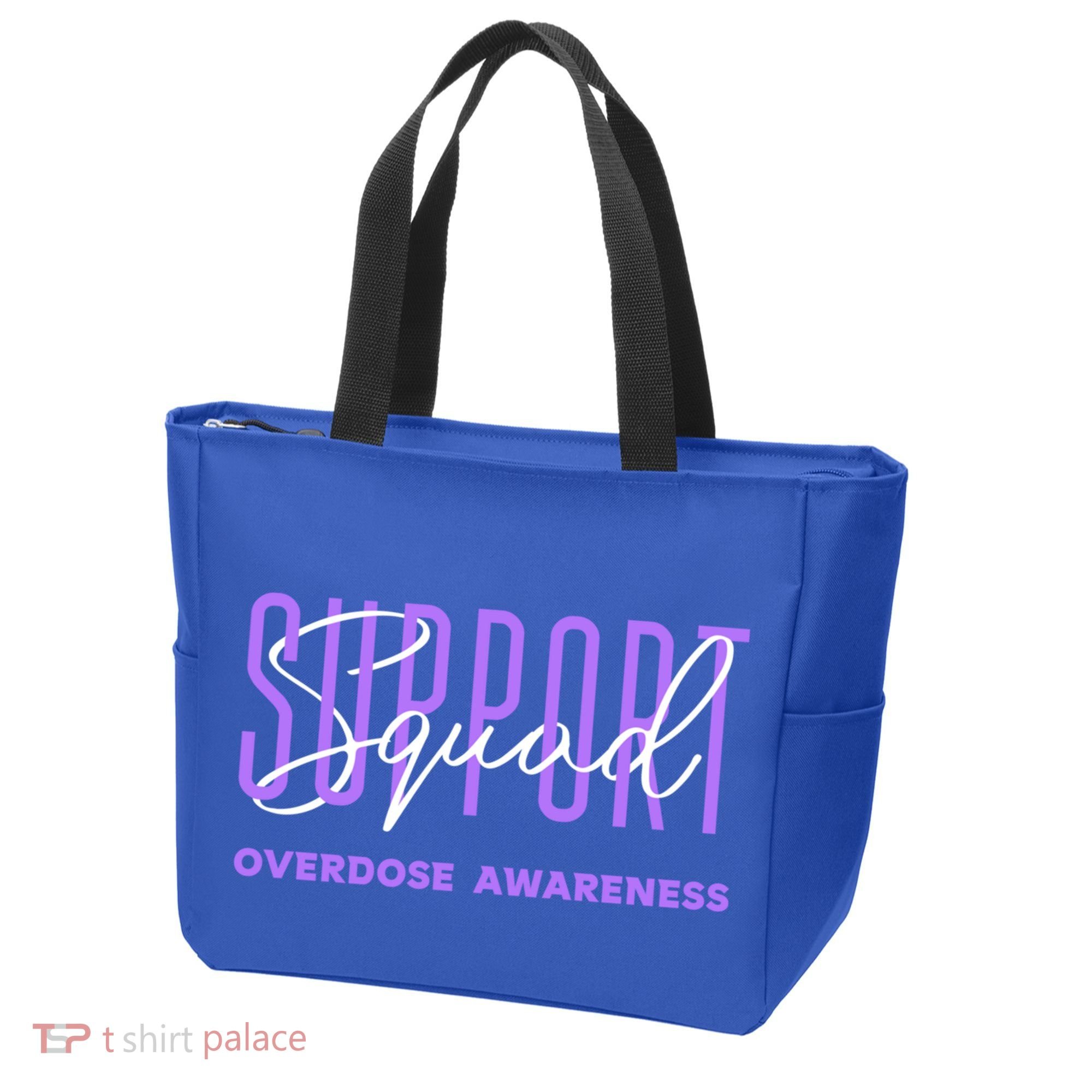 Overdose Awareness Month Support Squad Purple Ribbon Gift Tote Bag