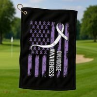 Overdose Awareness Month Flag Purple Golf Towel thumb 1