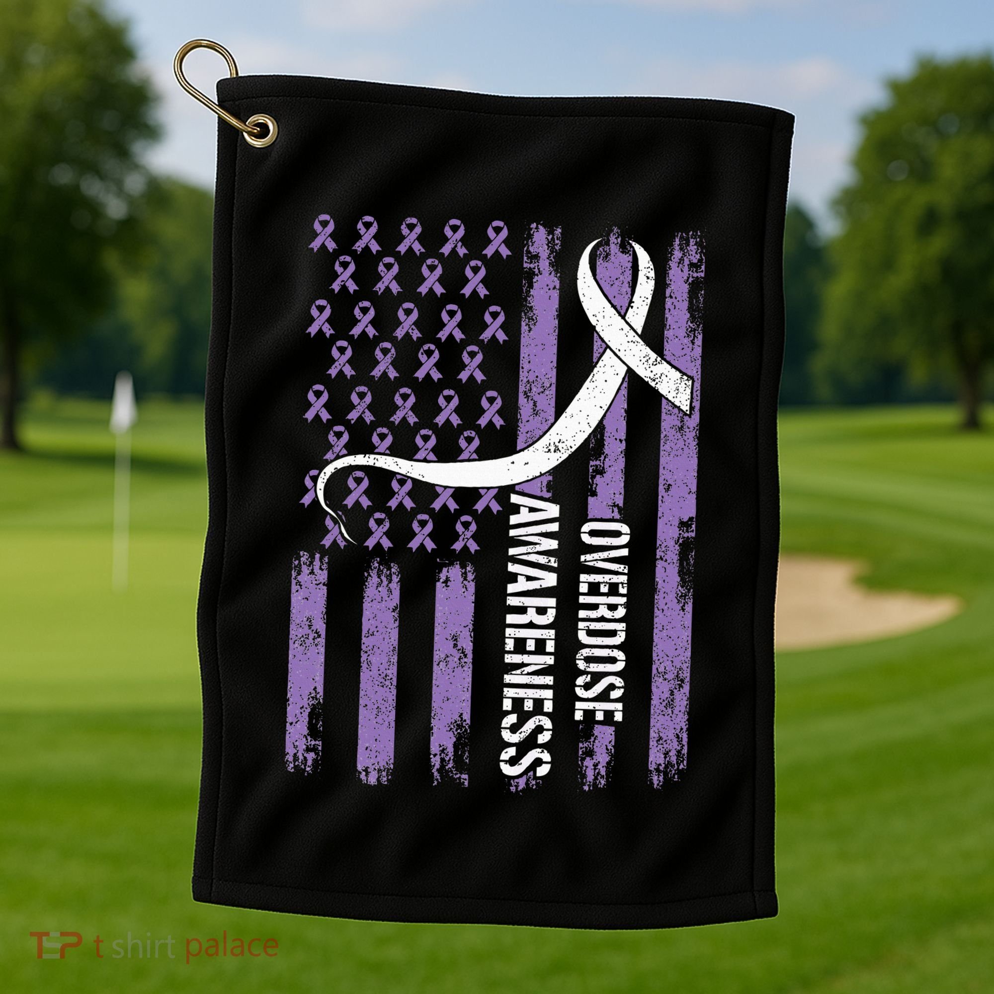 Overdose Awareness Month Flag Purple Golf Towel