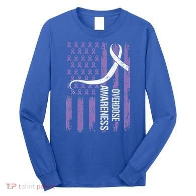 Overdose Awareness Month Flag Purple Long Sleeve Shirt