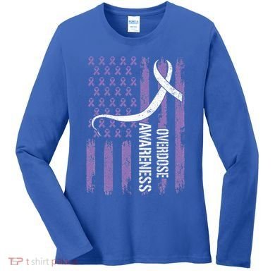 Overdose Awareness Month Flag Purple Women's Long Sleeve Shirt