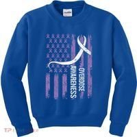 Overdose Awareness Month Flag Purple Kids Sweatshirt thumb 0