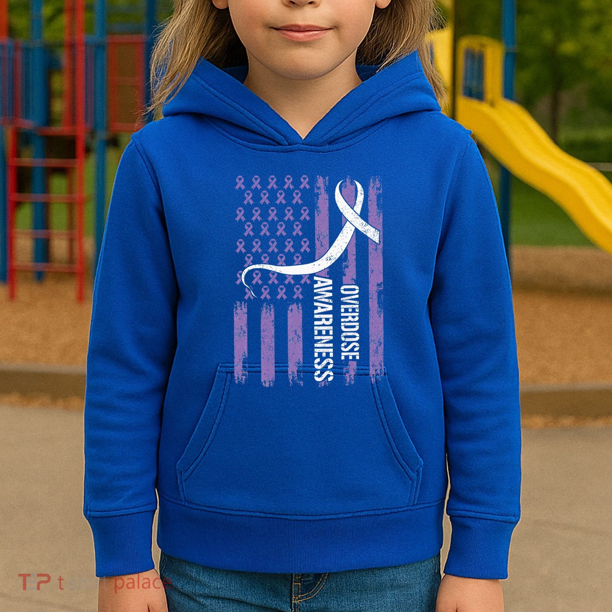 Overdose Awareness Month Flag Purple Kids Hoodie
