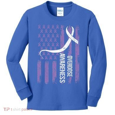 Overdose Awareness Month Flag Purple Kids Long Sleeve Shirt