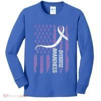 Overdose Awareness Month Flag Purple Kids Long Sleeve Shirt thumb 0