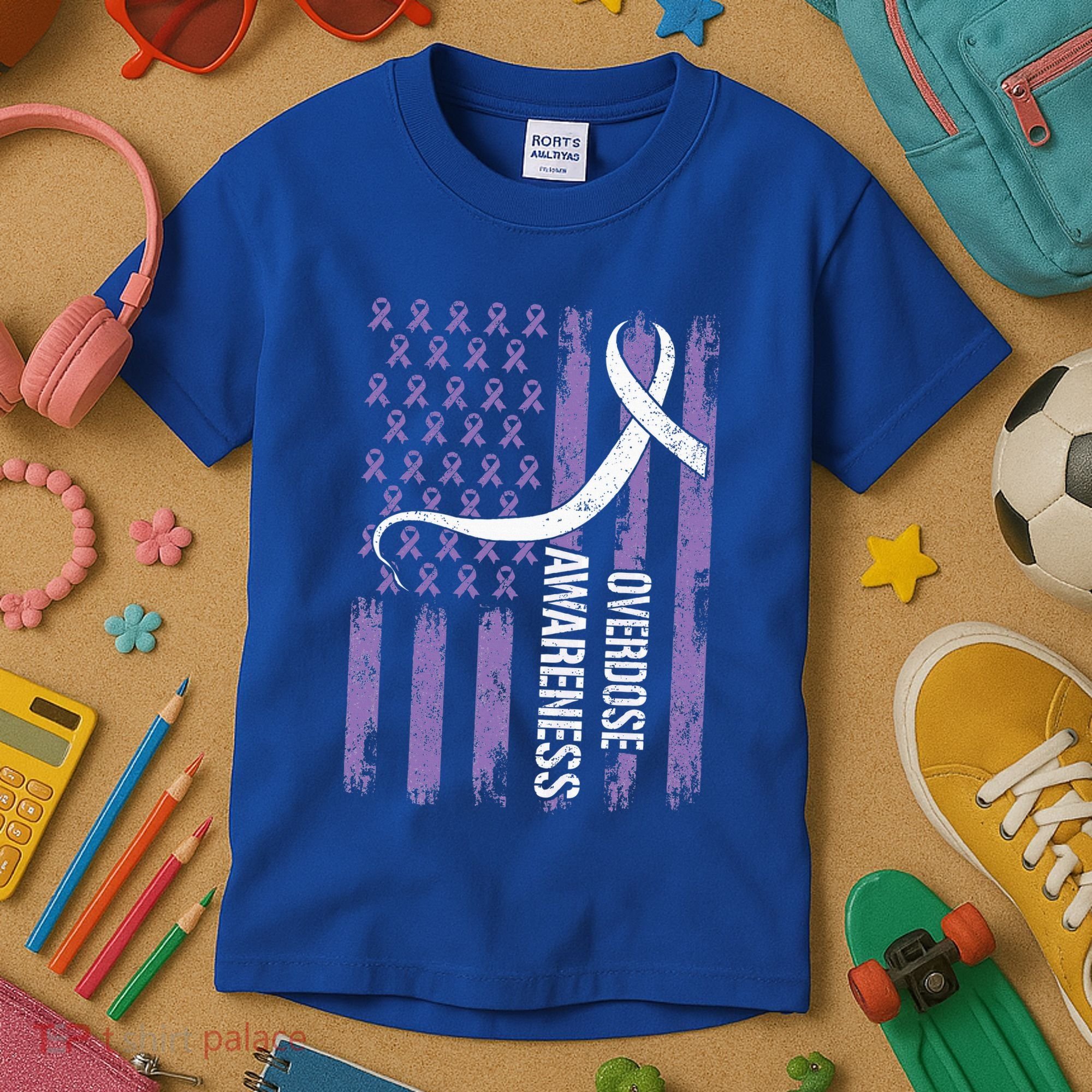 Overdose Awareness Month Flag Purple Kids T-Shirt
