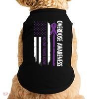 Overdose Awareness Noone Fights Alone Purple Ribbon Flag Doggie Tank thumb 0
