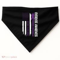 Overdose Awareness Noone Fights Alone Purple Ribbon Flag USA-Made Doggie Bandana thumb 0