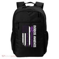 Overdose Awareness Noone Fights Alone Purple Ribbon Flag Backpack thumb 0
