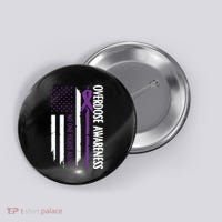 Overdose Awareness Noone Fights Alone Purple Ribbon Flag Button thumb 0