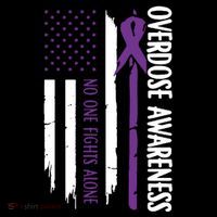 Overdose Awareness Noone Fights Alone Purple Ribbon Flag Coffee Mug thumb 5