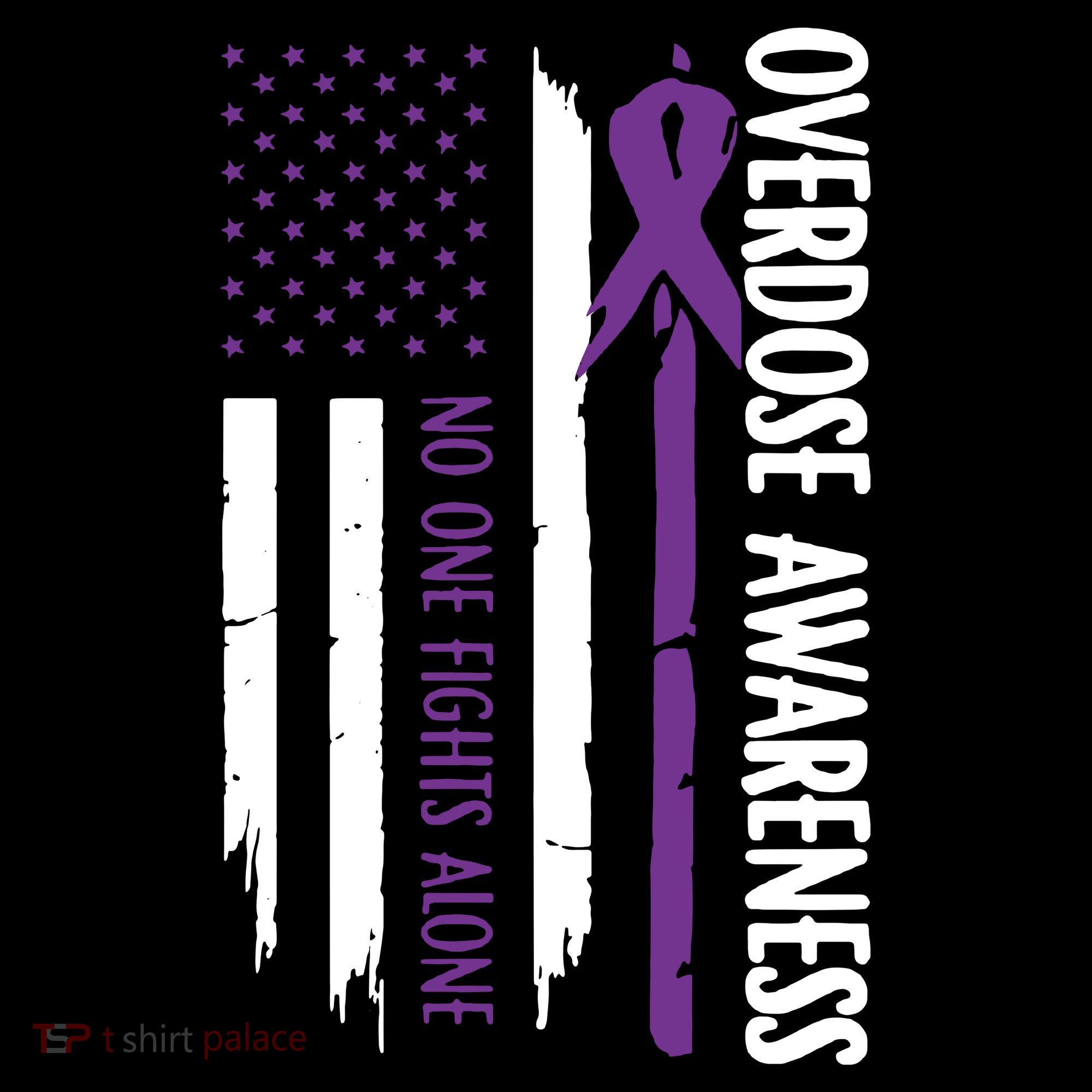 Overdose Awareness Noone Fights Alone Purple Ribbon Flag Coffee Mug