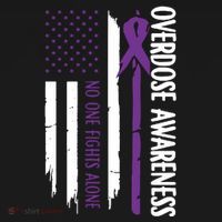 Overdose Awareness Noone Fights Alone Purple Ribbon Flag Women's Hoodie thumb 2