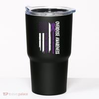 Overdose Awareness Noone Fights Alone Purple Ribbon Flag Tumbler thumb 0