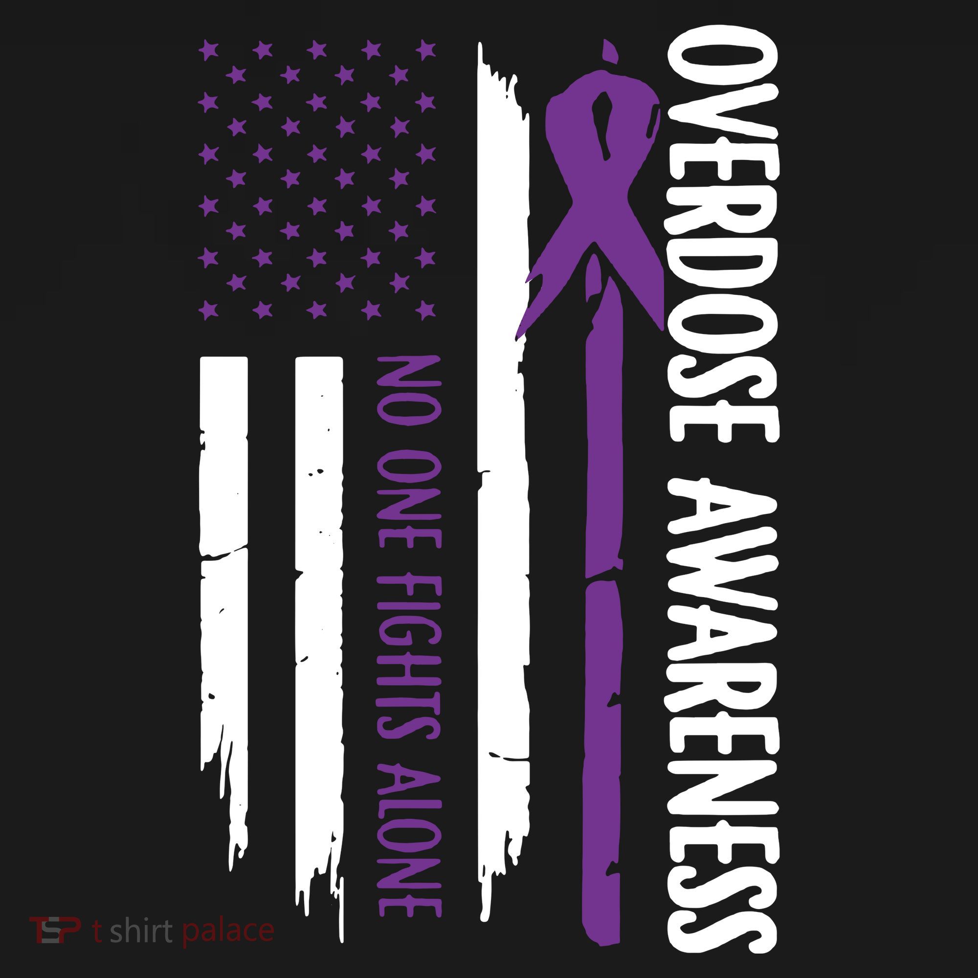 Overdose Awareness Noone Fights Alone Purple Ribbon Flag Mousepad