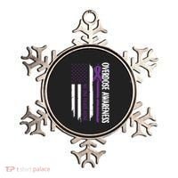 Overdose Awareness Noone Fights Alone Purple Ribbon Flag Ornament thumb 0