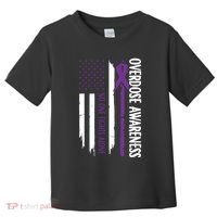 Overdose Awareness Noone Fights Alone Purple Ribbon Flag Toddler T-Shirt thumb 0