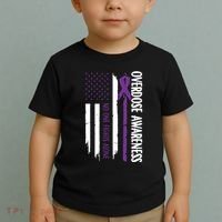 Overdose Awareness Noone Fights Alone Purple Ribbon Flag Toddler T-Shirt thumb 2