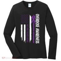 Overdose Awareness Noone Fights Alone Purple Ribbon Flag Women's Long Sleeve Shirt thumb 0
