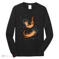 Otter Astronaut Otter Gift Women Space Sea Otter Long Sleeve Shirt thumb 0