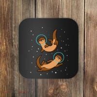 Otter Astronaut Otter Gift Women Space Sea Otter Coaster thumb 0
