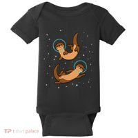 Otter Astronaut Otter Gift Women Space Sea Otter Baby Bodysuit thumb 0