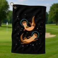 Otter Astronaut Otter Gift Women Space Sea Otter Golf Towel thumb 1