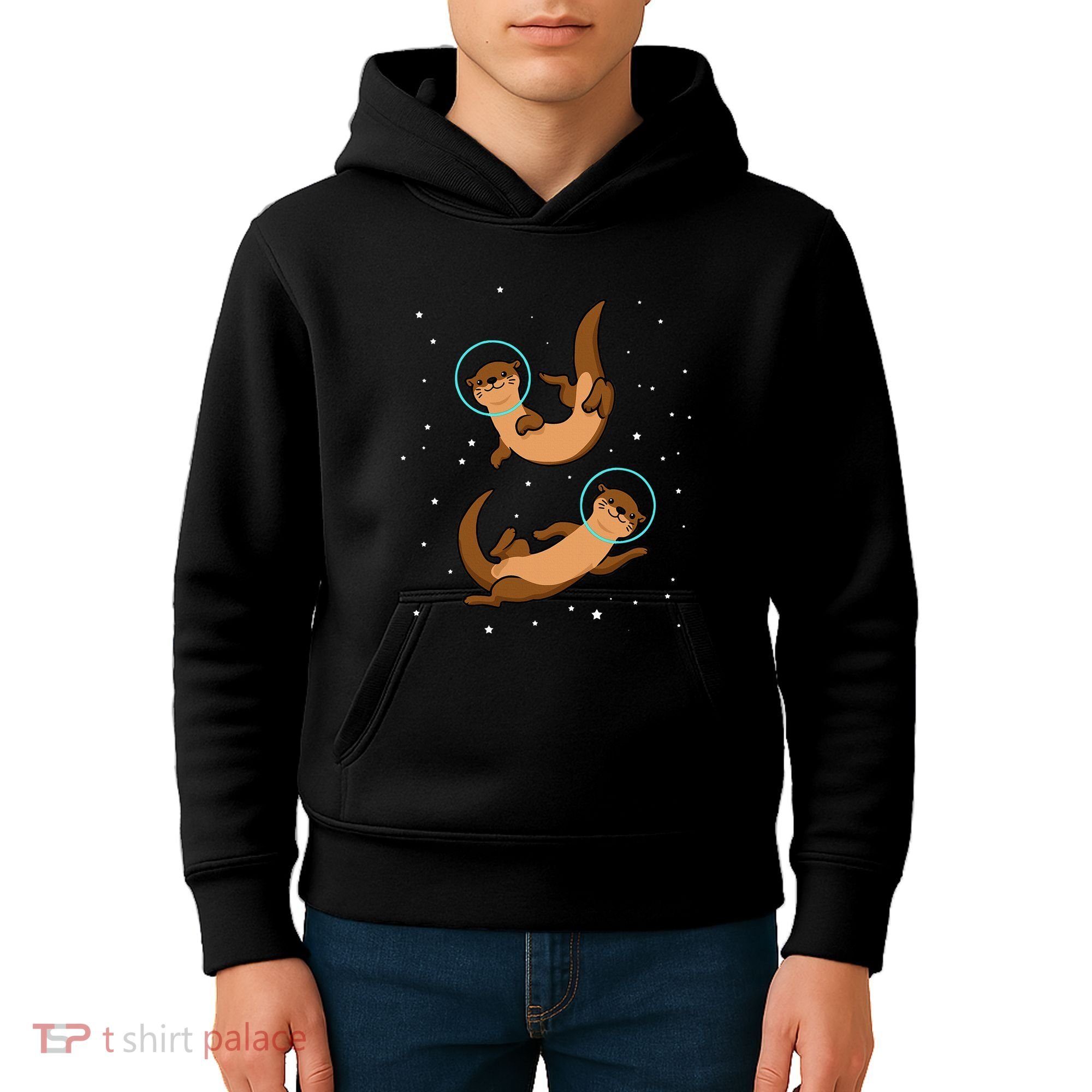 Otter Astronaut Otter Gift Women Space Sea Otter Kids Hoodie