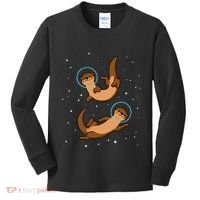 Otter Astronaut Otter Gift Women Space Sea Otter Kids Long Sleeve Shirt thumb 0