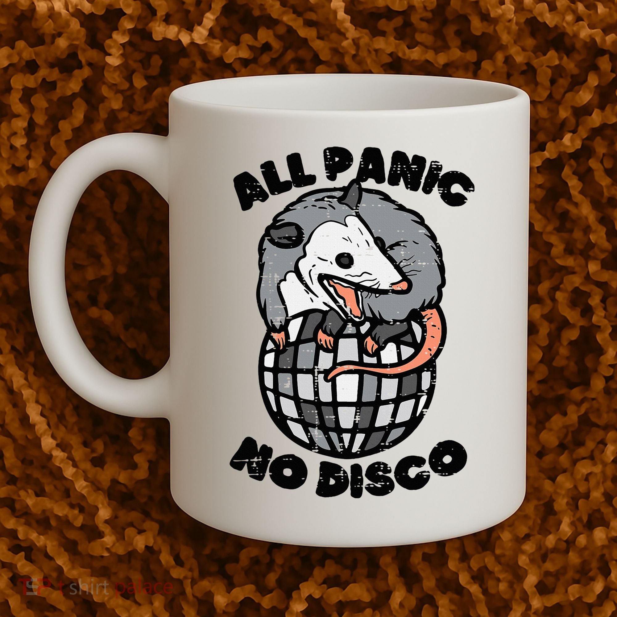 Opossum All Panic No Disco Funny Possum Scream Coffee Mug