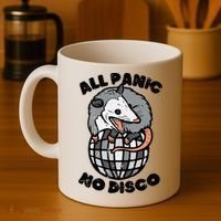 Opossum All Panic No Disco Funny Possum Scream Coffee Mug thumb 4