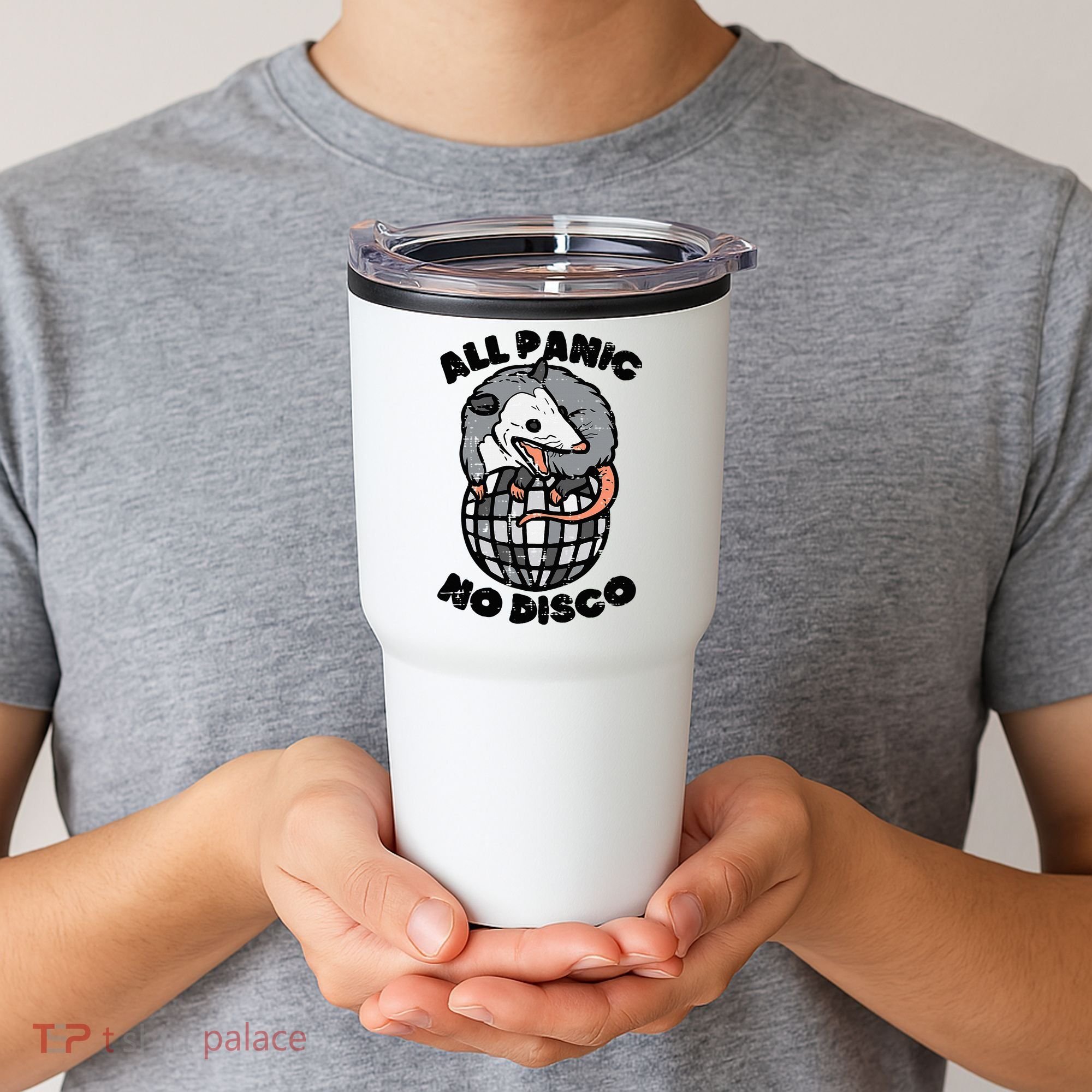 Opossum All Panic No Disco Funny Possum Scream Tumbler
