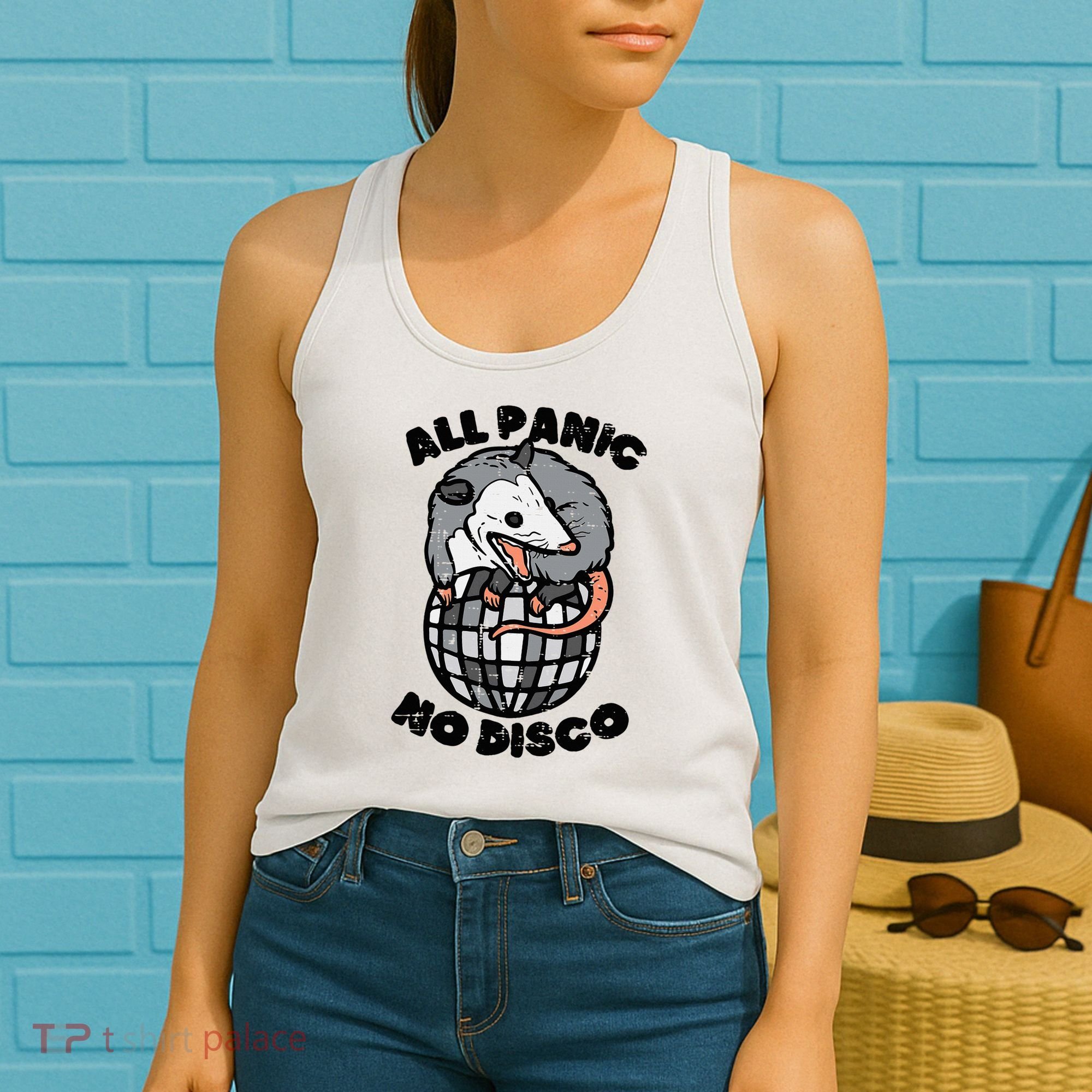 Opossum All Panic No Disco Funny Possum Scream Women's Tank Top